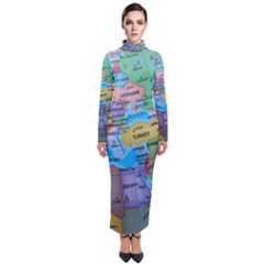 Globe World Map Maps Europe Turtleneck Maxi Dress by Jancukart