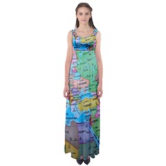 Globe World Map Maps Europe Empire Waist Maxi Dress