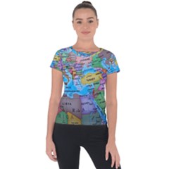 Globe World Map Maps Europe Short Sleeve Sports Top 