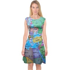 Globe World Map Maps Europe Capsleeve Midi Dress by Jancukart