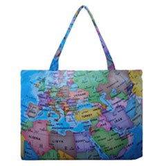 Globe World Map Maps Europe Zipper Medium Tote Bag