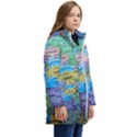 Globe world map maps europe Kid s Hooded Longline Puffer Jacket View2