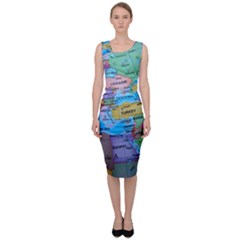 Globe World Map Maps Europe Sleeveless Pencil Dress