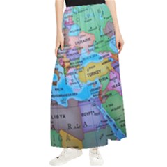 Globe World Map Maps Europe Maxi Chiffon Skirt by Jancukart