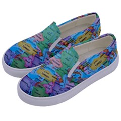 Globe World Map Maps Europe Kids  Canvas Slip Ons by Jancukart