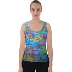 Globe World Map Maps Europe Velvet Tank Top by Jancukart