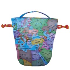 Globe World Map Maps Europe Drawstring Bucket Bag