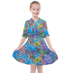 Globe World Map Maps Europe Kids  All Frills Chiffon Dress by Jancukart