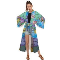 Globe World Map Maps Europe Maxi Kimono by Jancukart