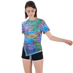 Globe World Map Maps Europe Asymmetrical Short Sleeve Sports Tee by Jancukart