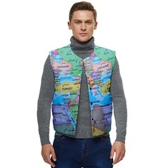 Globe World Map Maps Europe Men s Short Button Up Puffer Vest	 by Jancukart