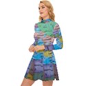 Globe world map maps europe Long Sleeve Velour Longline Dress View2