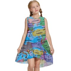 Globe World Map Maps Europe Kids  Frill Swing Dress