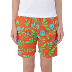 Background-texture-seamless-flowers Women s Basketball Shorts