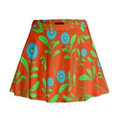 Background-texture-seamless-flowers Mini Flare Skirt