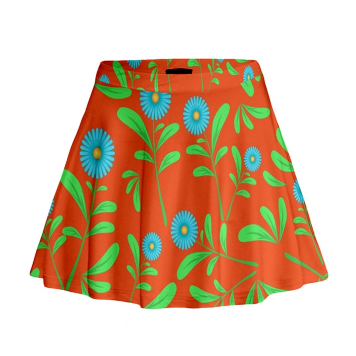 Background-texture-seamless-flowers Mini Flare Skirt