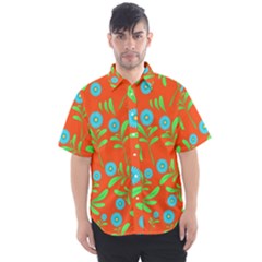 Background-texture-seamless-flowers Men s Short Sleeve Shirt