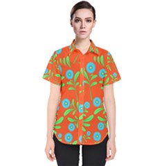 Background-texture-seamless-flowers Women s Short Sleeve Shirt