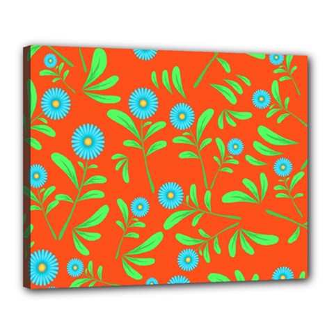 Background-texture-seamless-flowers Canvas 20  X 16  (stretched)