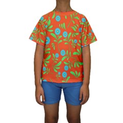 Background-texture-seamless-flowers Kids  Short Sleeve Swimwear