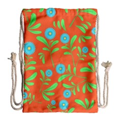 Background-texture-seamless-flowers Drawstring Bag (large)