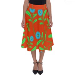 Background-texture-seamless-flowers Perfect Length Midi Skirt