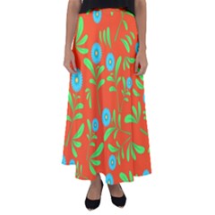 Background-texture-seamless-flowers Flared Maxi Skirt