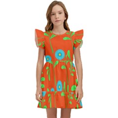 Background-texture-seamless-flowers Kids  Winged Sleeve Dress