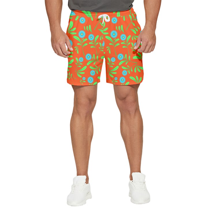 Background-texture-seamless-flowers Men s Runner Shorts