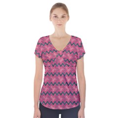 Background-pattern-structure Short Sleeve Front Detail Top