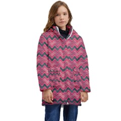 Background-pattern-structure Kid s Hooded Longline Puffer Jacket