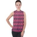 Background-pattern-structure Mock Neck Chiffon Sleeveless Top View1