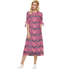 Background-pattern-structure Bow Sleeve Chiffon Midi Dress by Jancukart