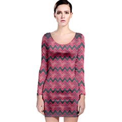 Background-pattern-structure Long Sleeve Bodycon Dress