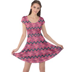 Background-pattern-structure Cap Sleeve Dress