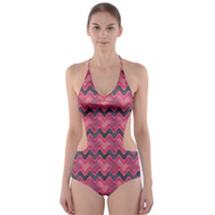 Background-pattern-structure Cut-out One Piece Swimsuit