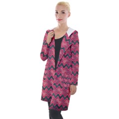 Background-pattern-structure Hooded Pocket Cardigan