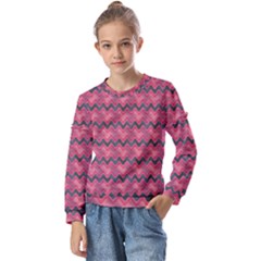 Background-pattern-structure Kids  Long Sleeve Tee With Frill 