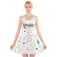 Mathematics Geometry Geometric Shape Euclidean Pattern V-neck Sleeveless Dress by Sapixe