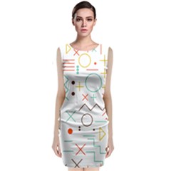 Mathematics Geometry Geometric Shape Euclidean Pattern Sleeveless Velvet Midi Dress