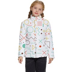 Mathematics Geometry Geometric Shape Euclidean Pattern Kids  Puffer Bubble Jacket Coat by Sapixe