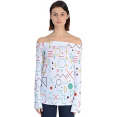 Mathematics Geometry Geometric Shape Euclidean Pattern Off Shoulder Long Sleeve Top by Sapixe