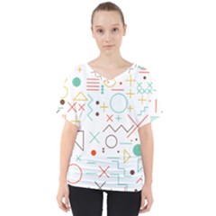 Mathematics Geometry Geometric Shape Euclidean Pattern V-neck Dolman Drape Top by Sapixe