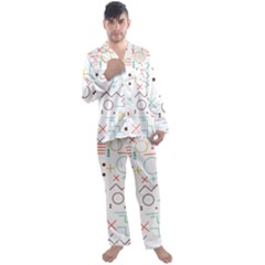 Mathematics Geometry Geometric Shape Euclidean Pattern Men s Long Sleeve Satin Pajamas Set by Sapixe