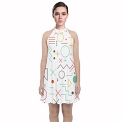 Mathematics Geometry Geometric Shape Euclidean Pattern Velvet Halter Neckline Dress 