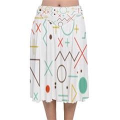 Mathematics Geometry Geometric Shape Euclidean Pattern Velvet Flared Midi Skirt