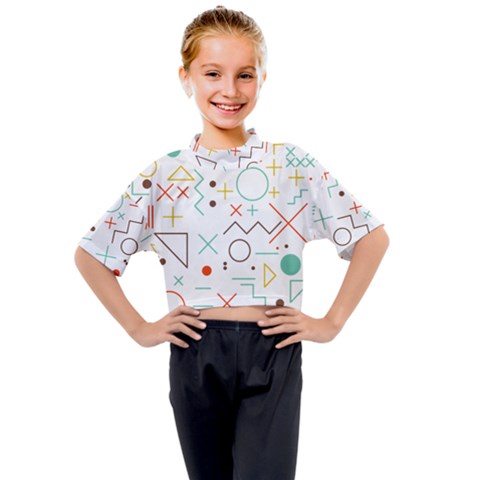 Mathematics Geometry Geometric Shape Euclidean Pattern Kids Mock Neck Tee by Sapixe