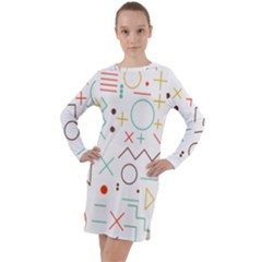 Mathematics Geometry Geometric Shape Euclidean Pattern Long Sleeve Hoodie Dress