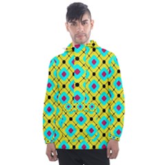 Abstract Pattern Tiles Square Design Modern Men s Front Pocket Pullover Windbreaker by Amaryn4rt