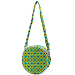 Abstract Pattern Tiles Square Design Modern Crossbody Circle Bag by Amaryn4rt